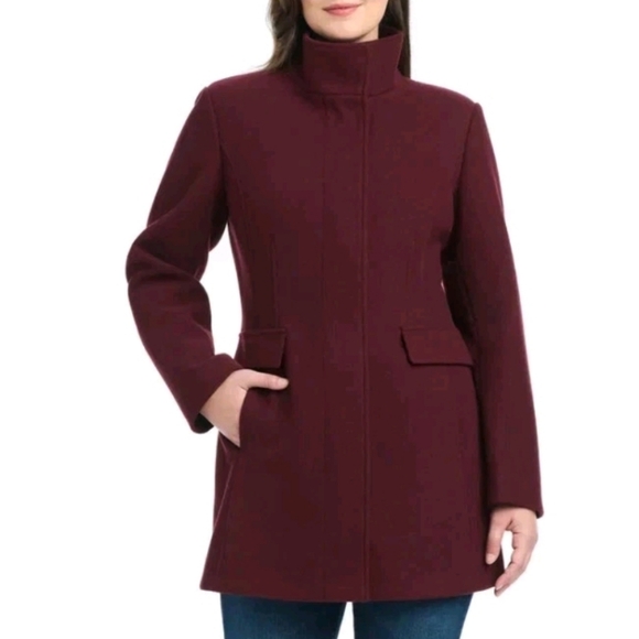 NWT!Vince Camuto Women's Full Zip Jacket Coat, Dark Red/ S,M,L Gold Zipper/Snaps - Picture 5 of 12